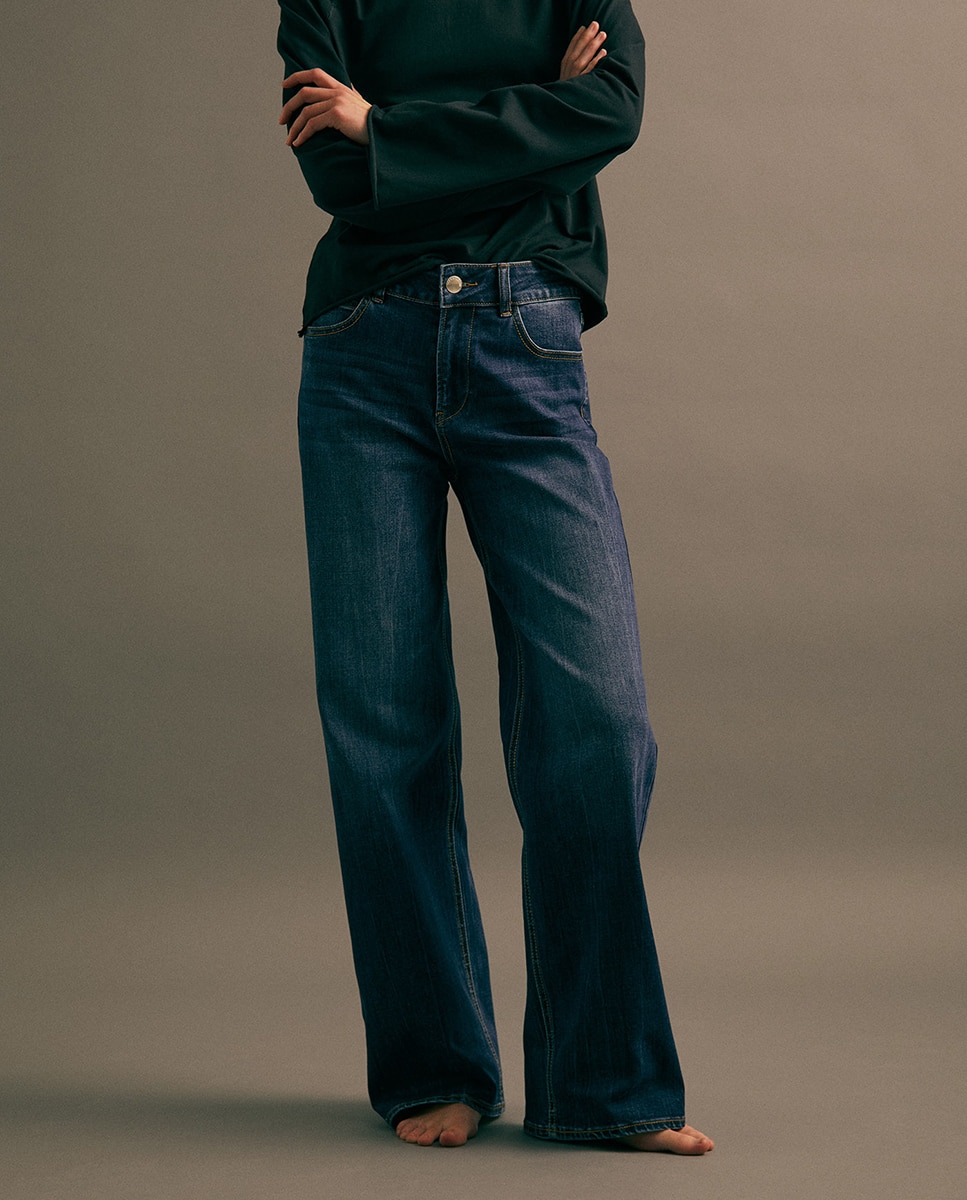 Jeans Straight Largas Azul Suave-3