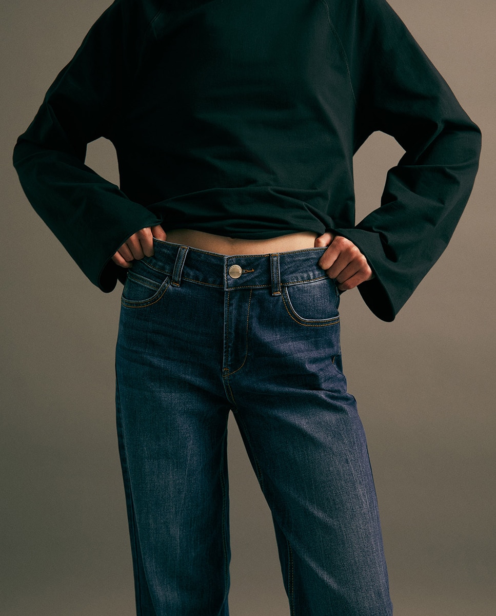 Jeans Straight Largas Azul Suave-5