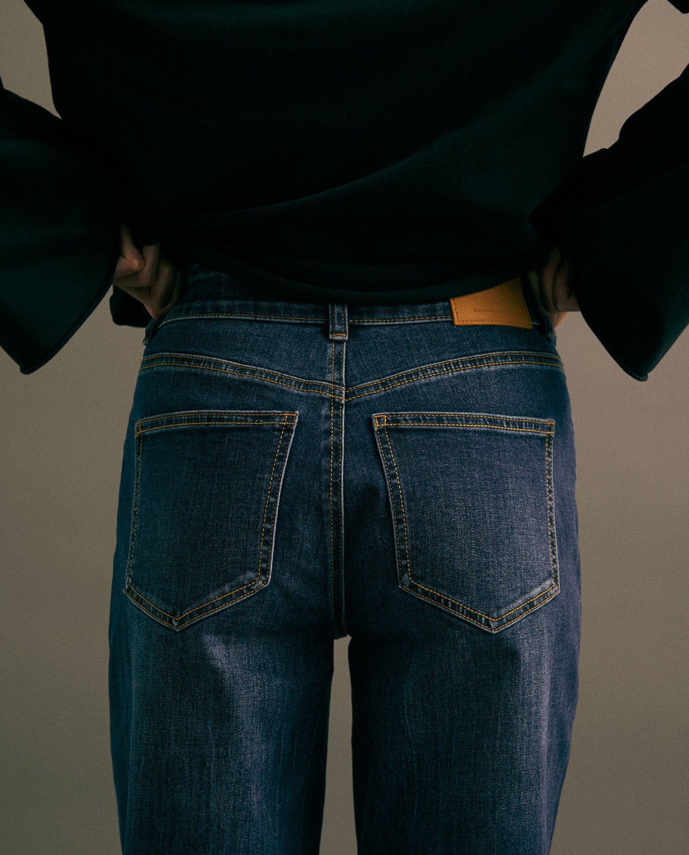 Jeans Straight Largas Azul Suave-7