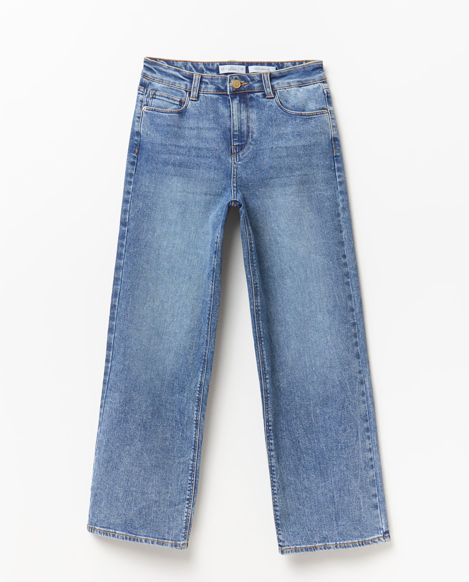 Jeans Largas pelo Tornozelo Azul-claro-5