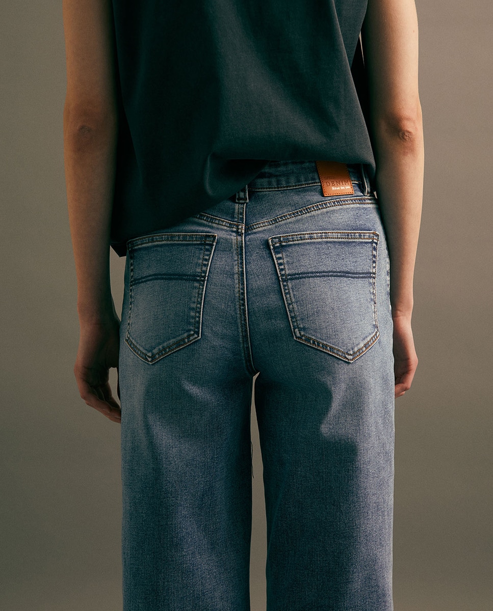 Jeans Largas pelo Tornozelo Azul pálido-6