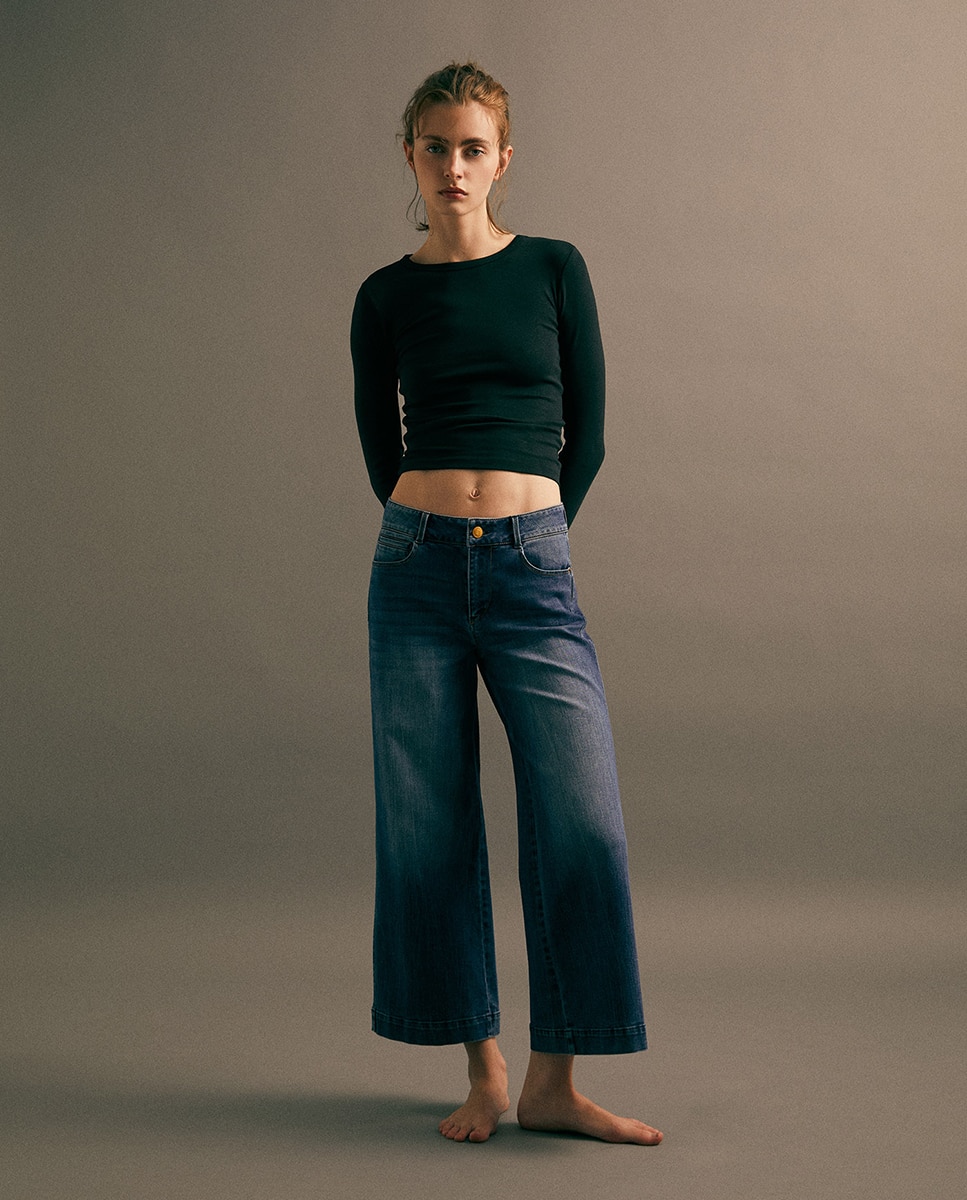 Imagen 0 de Jeans tiro alto culotte