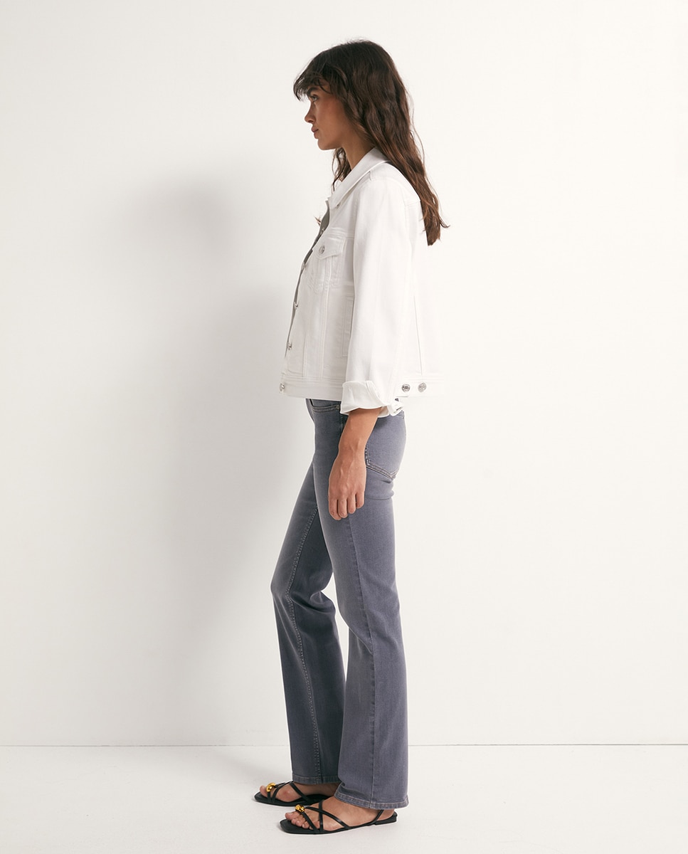 Jeans Straight Justas Cinzento-3