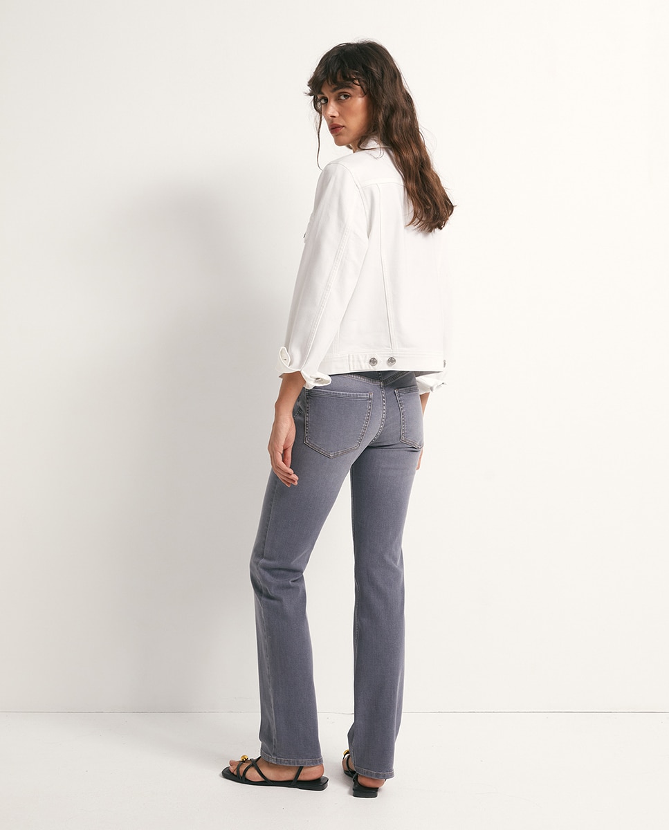 Jeans Straight Justas Cinzento-4