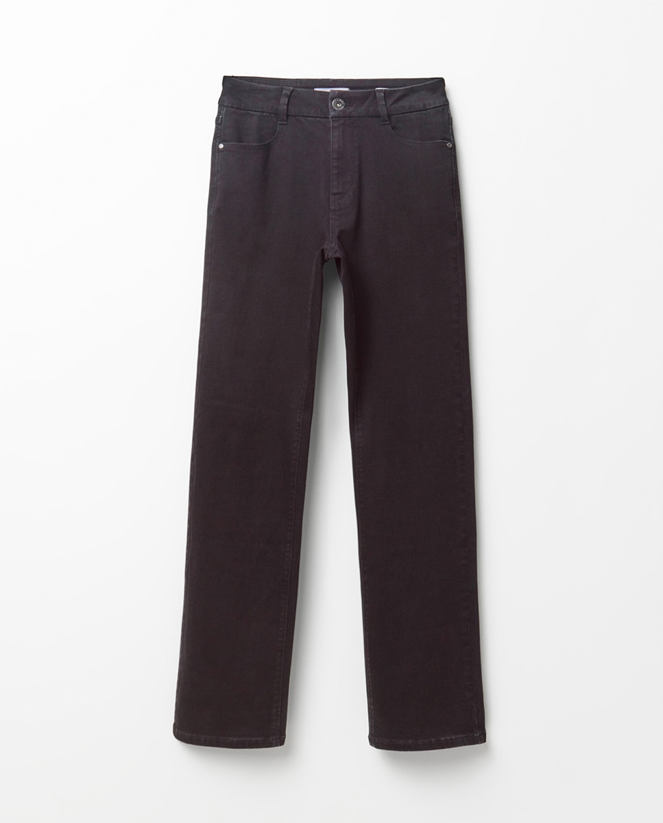 Jeans Straight de Cintura Subida Preto Intenso-7