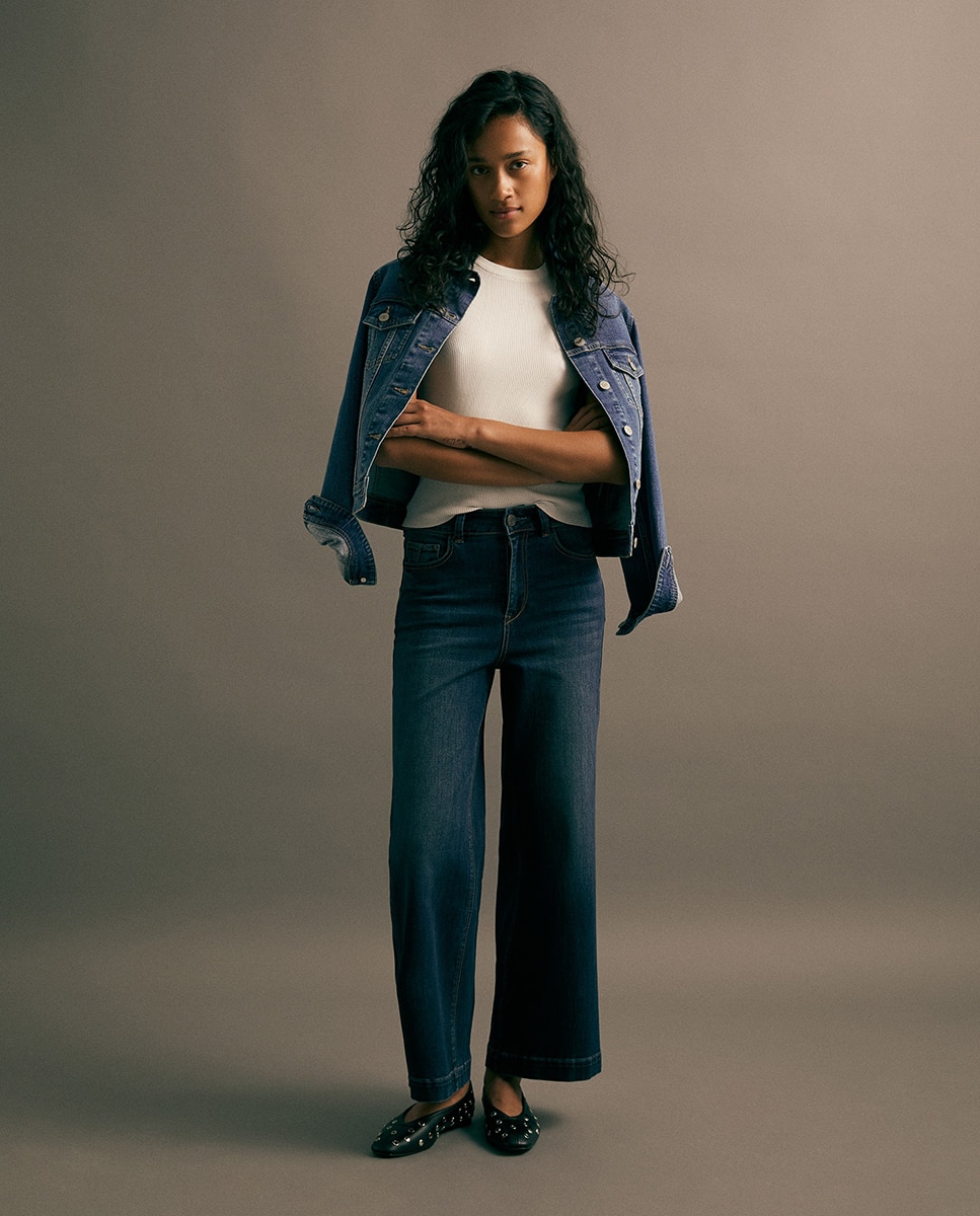 Imagem 0 de Jeans Tipo Culotte com Cintura Subida