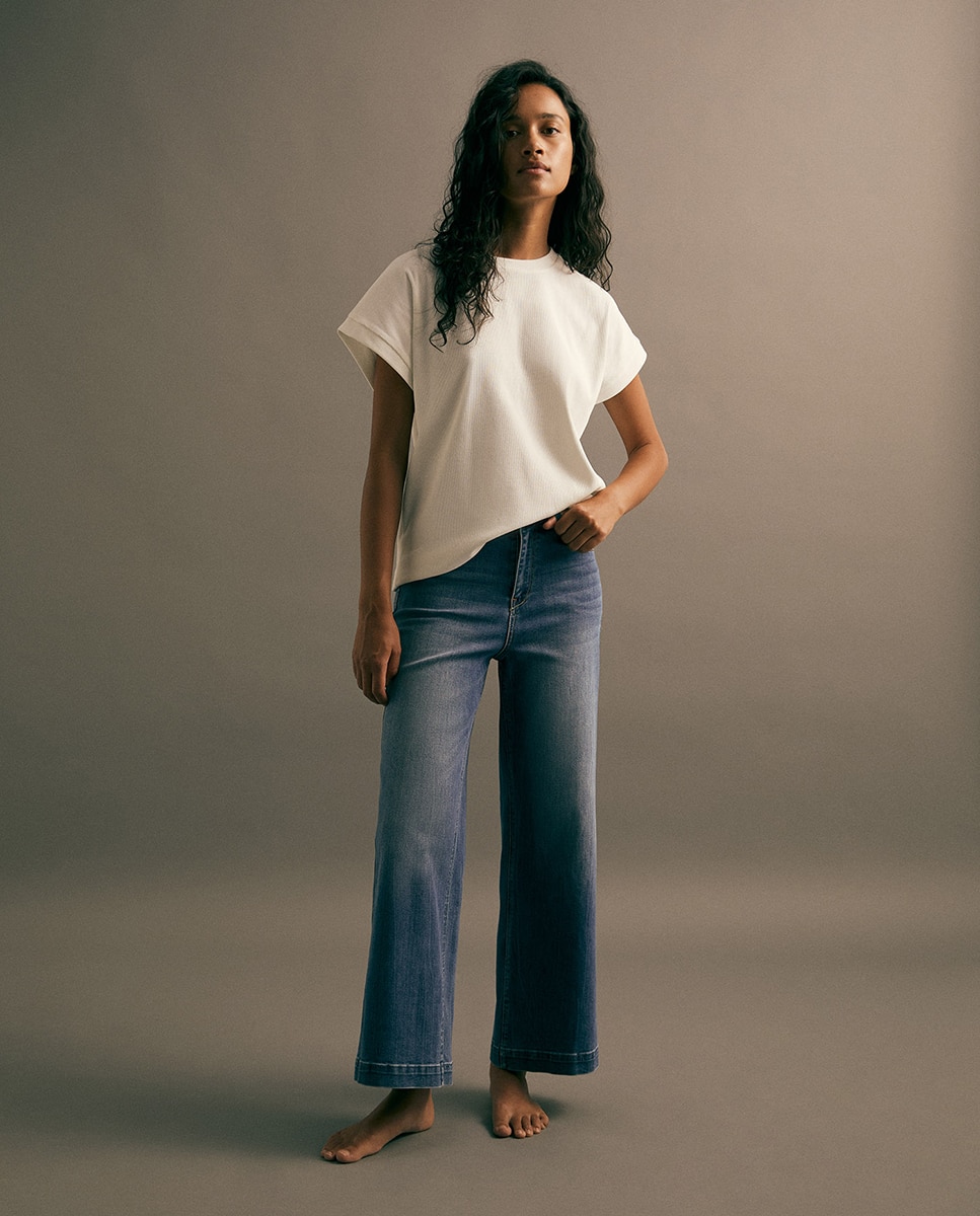 Imagen 0 de Jeans tiro alto culotte