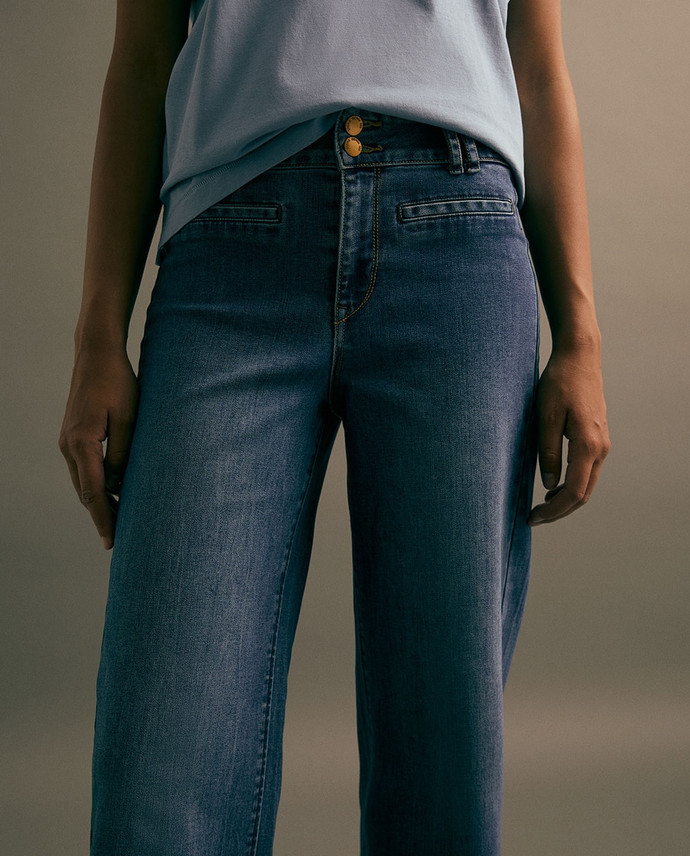 Jeans Straight Largas Azul Suave-3
