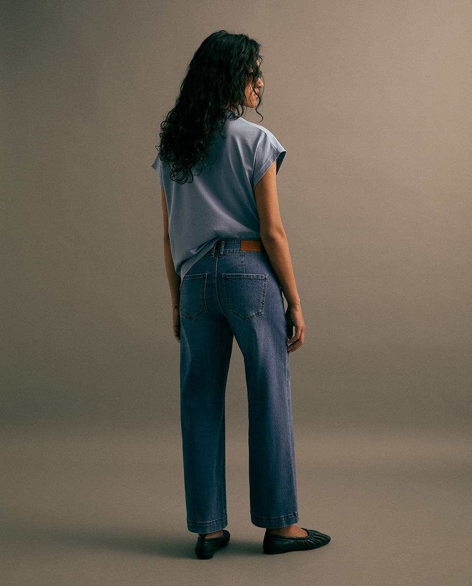 Jeans Straight Largas Azul Suave-5