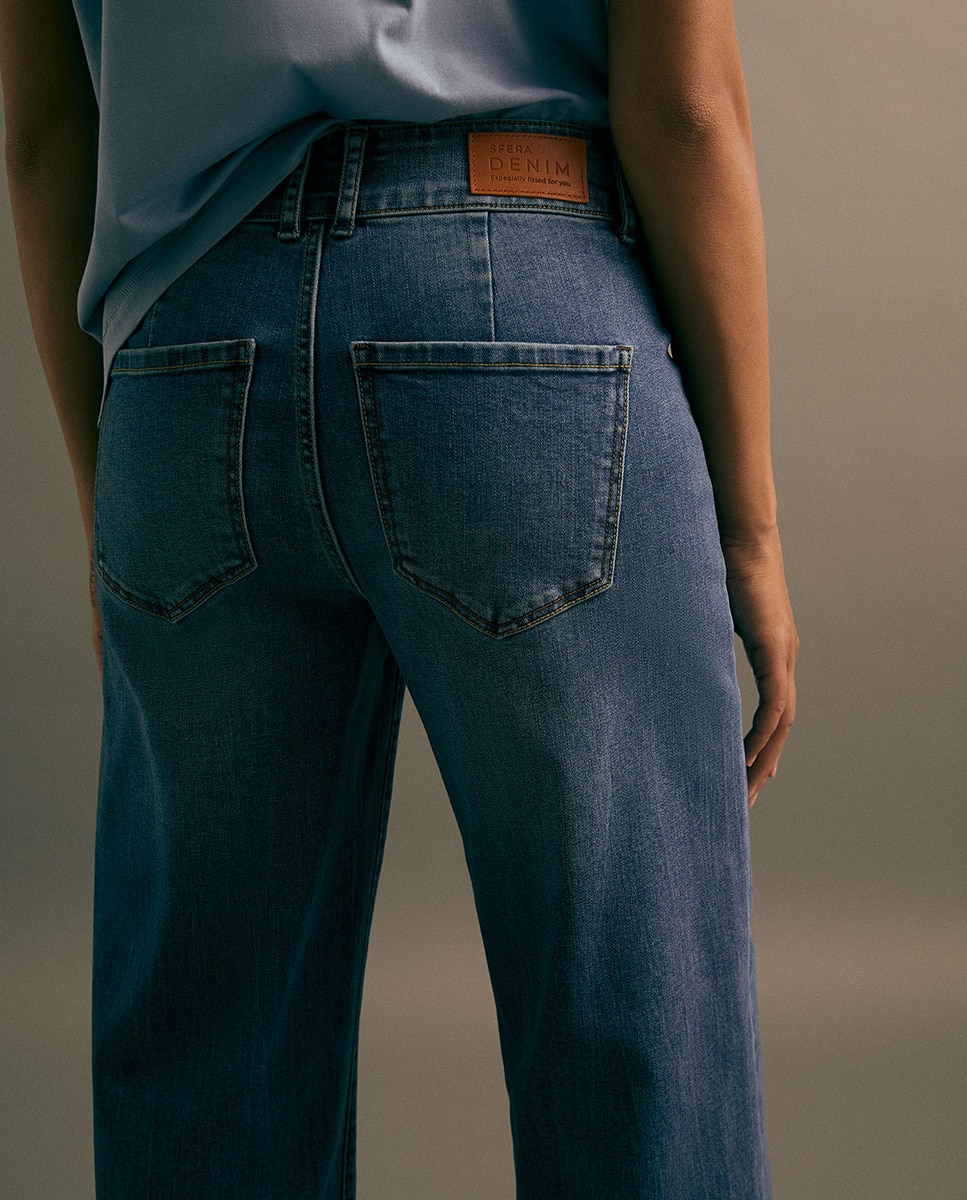 Jeans Straight Largas Azul Suave-6