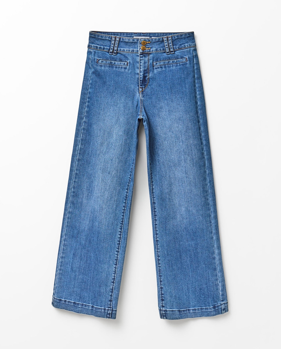 Jeans Straight Largas Azul Suave-7