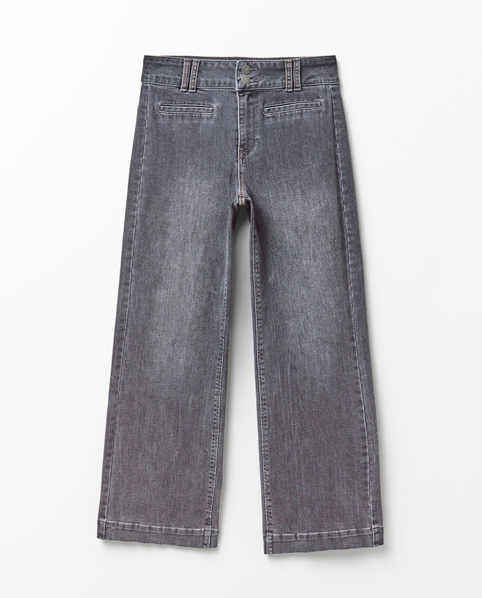 Jeans Straight Largas Cinzento-7