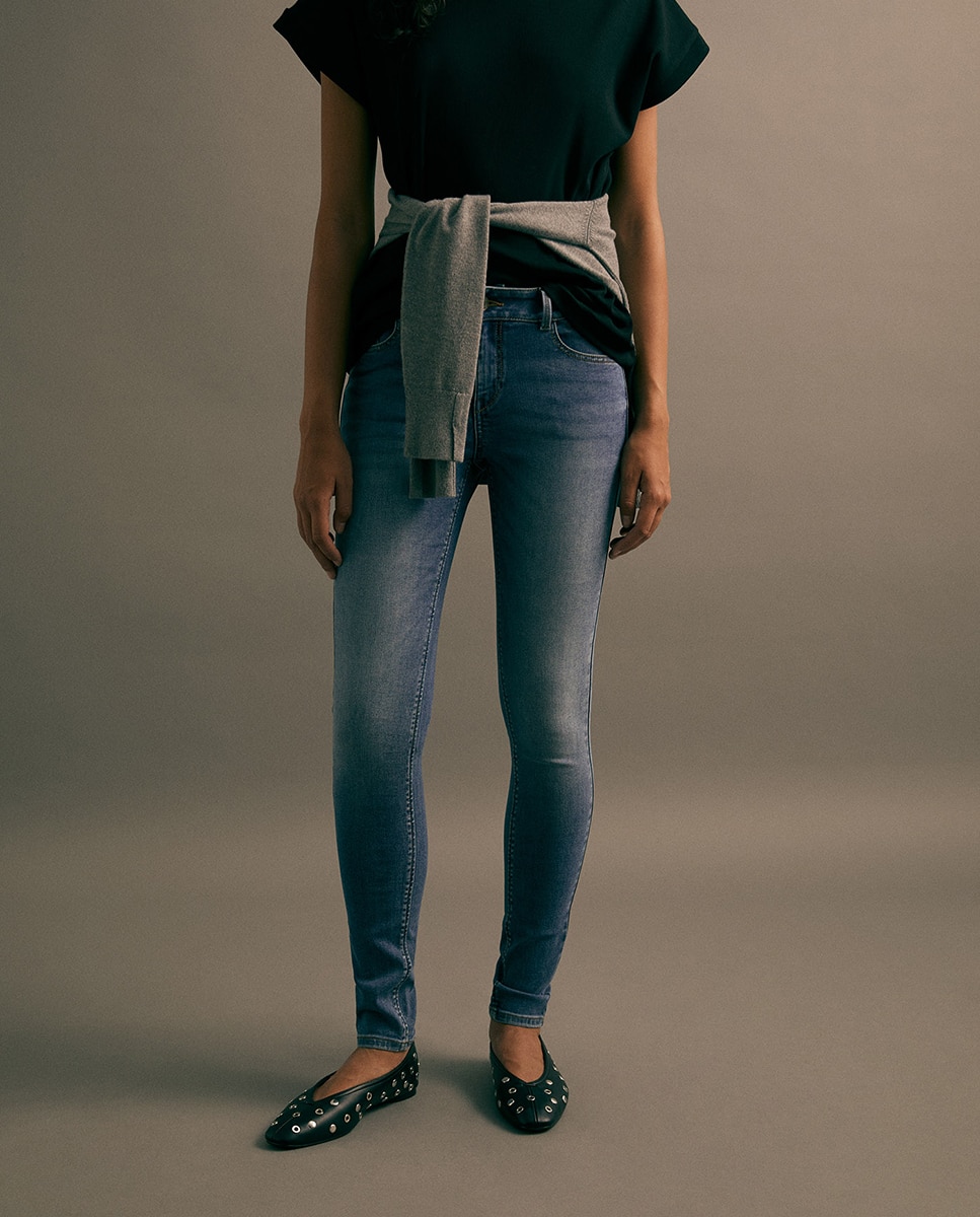 Jeans skinny com Cintura Média Cerúleo-2