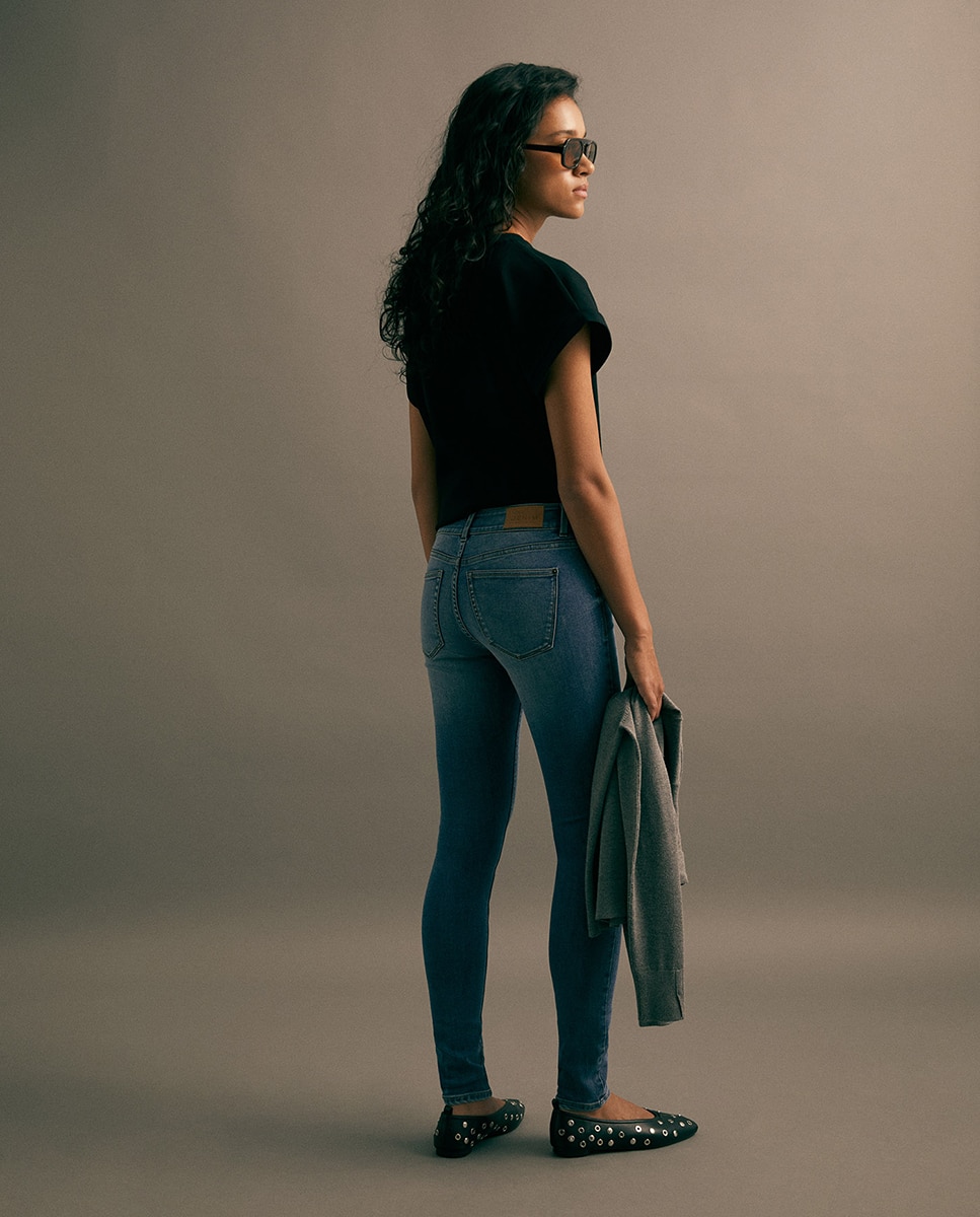 Jeans skinny com Cintura Média Cerúleo-5