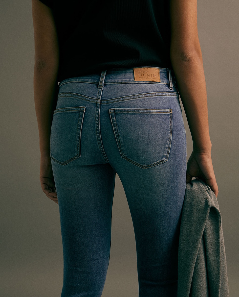 Jeans skinny com Cintura Média Cerúleo-6