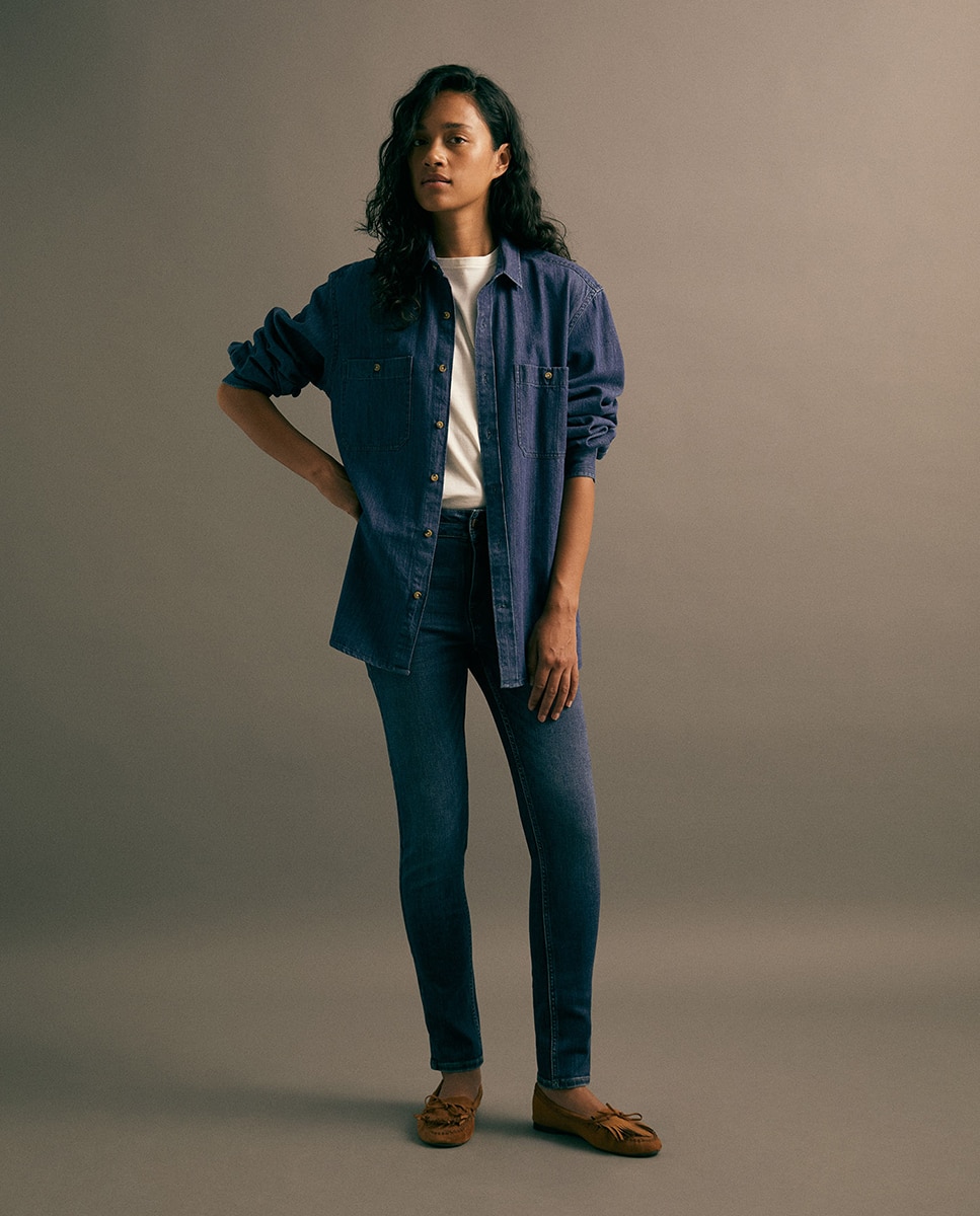 Jeans pitillo tiro alto - Sfera - Azul Suave Azul Suave-1