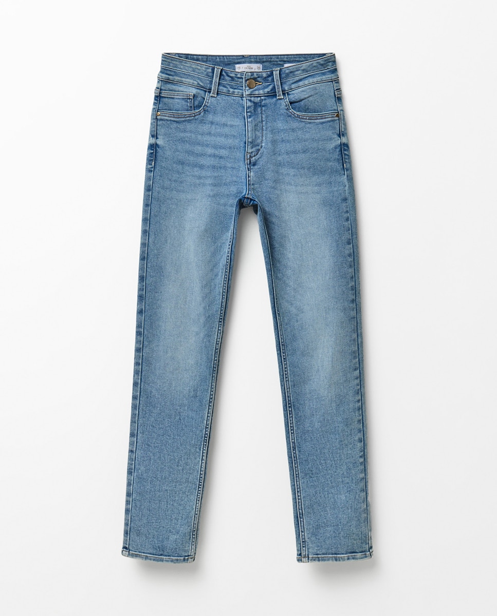 Jeans Skinny com Cintura Subida Azul pálido-7