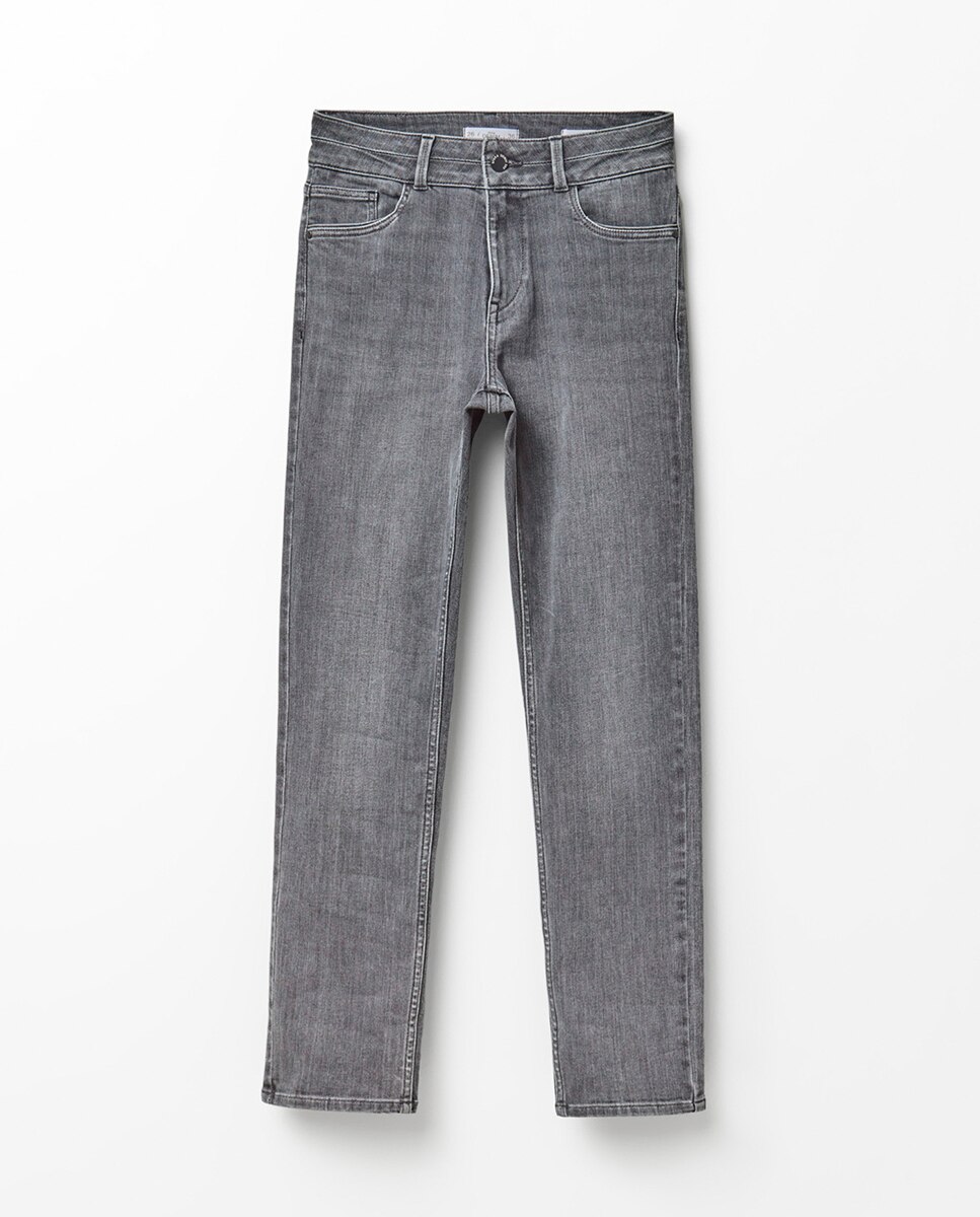 Jeans Skinny com Cintura Subida Cinzento-7
