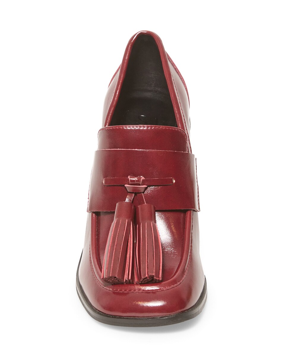 Mocassins com Salto de Tassel Bordeaux-3