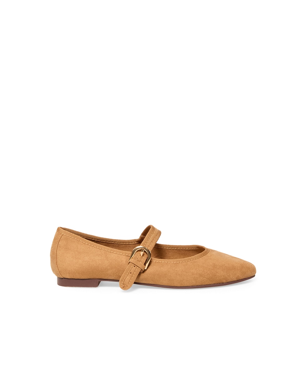 Sapatos de Presilha Básicos Camel-1
