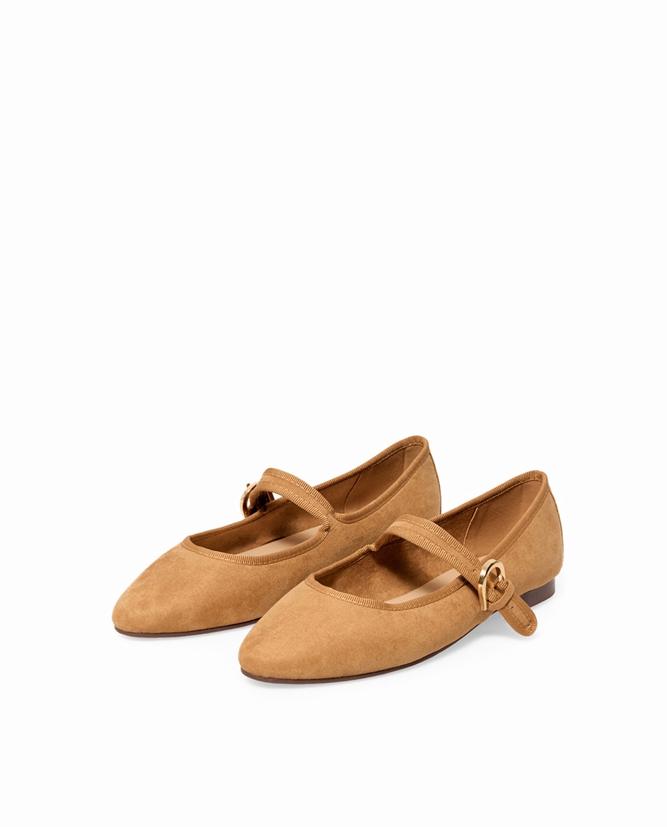 Sapatos de Presilha Básicos Camel-3