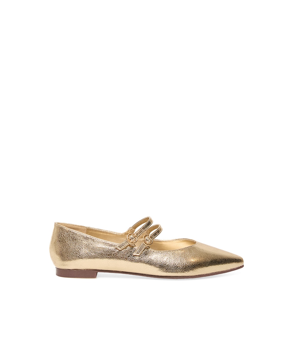 Sapatos de Presilha Básicos Metalizados Ouro-2