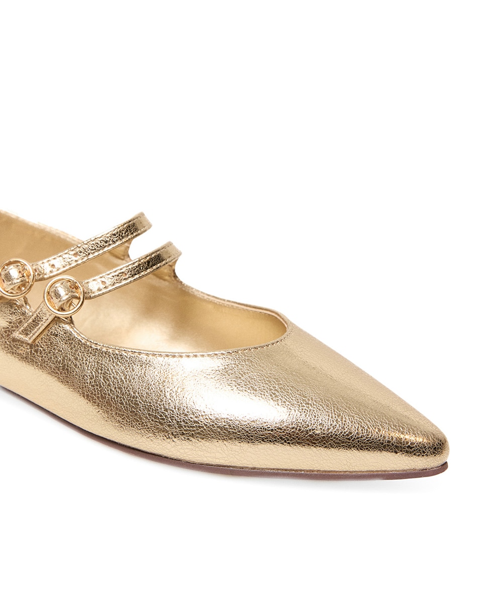 Sapatos de Presilha Básicos Metalizados Ouro-4