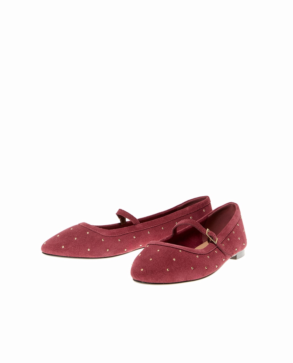 Sapatos de Presilha Básicos em Croute Bordeaux-2
