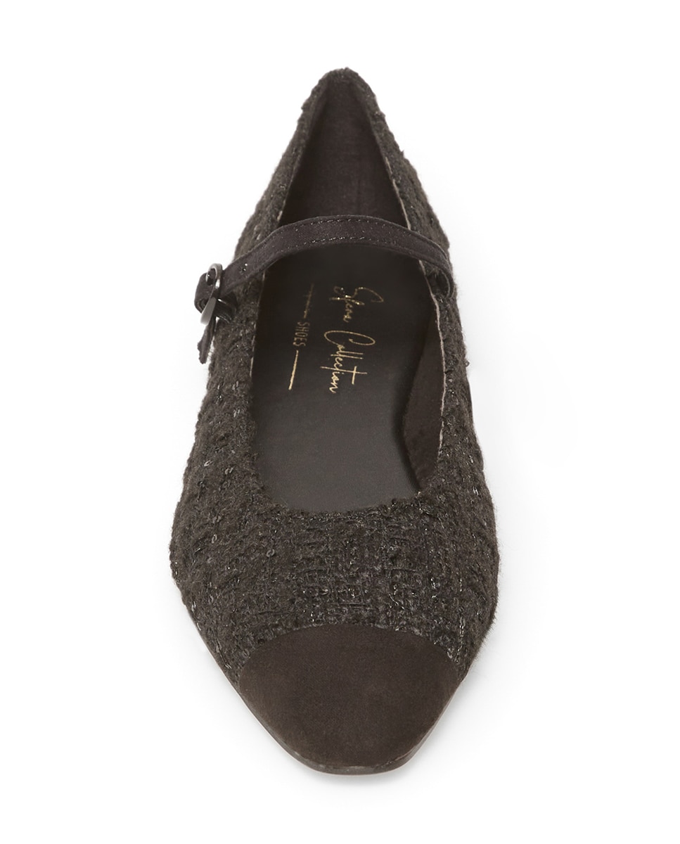 Sapatos de Presilha Tweed Preto-2