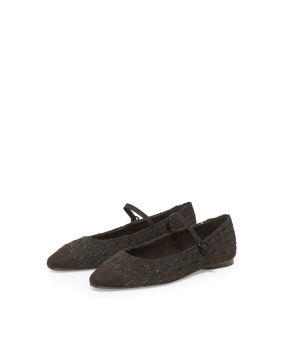 Sapatos de Presilha Tweed Preto-3