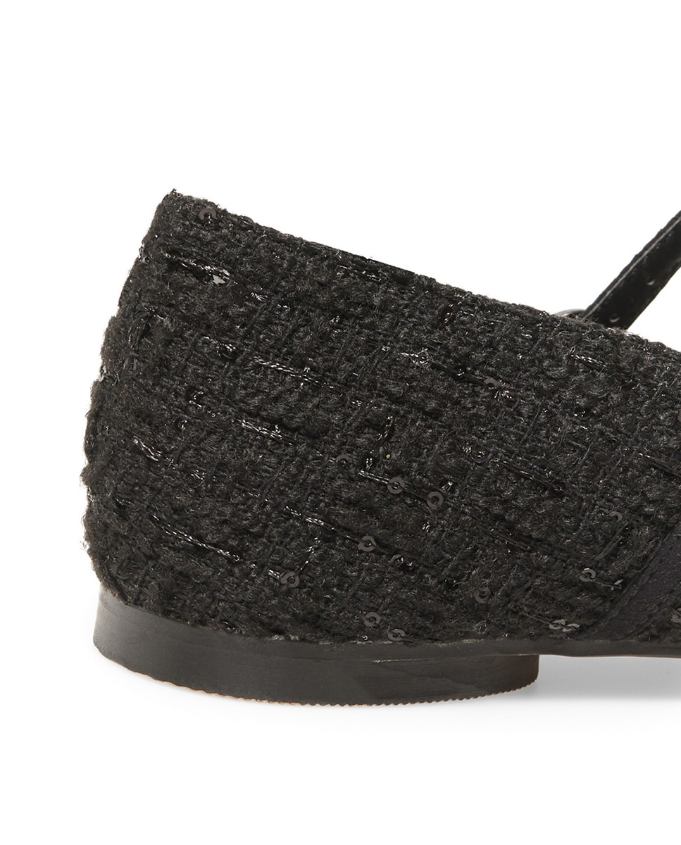 Sapatos de Presilha Tweed Preto-4