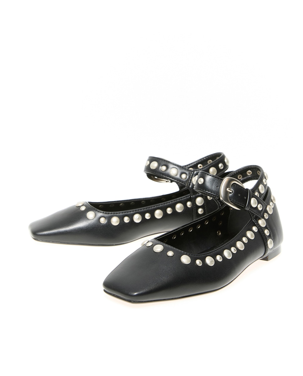 Sapatos de Presilha Tipo Cowboy com Tachas Preto-3