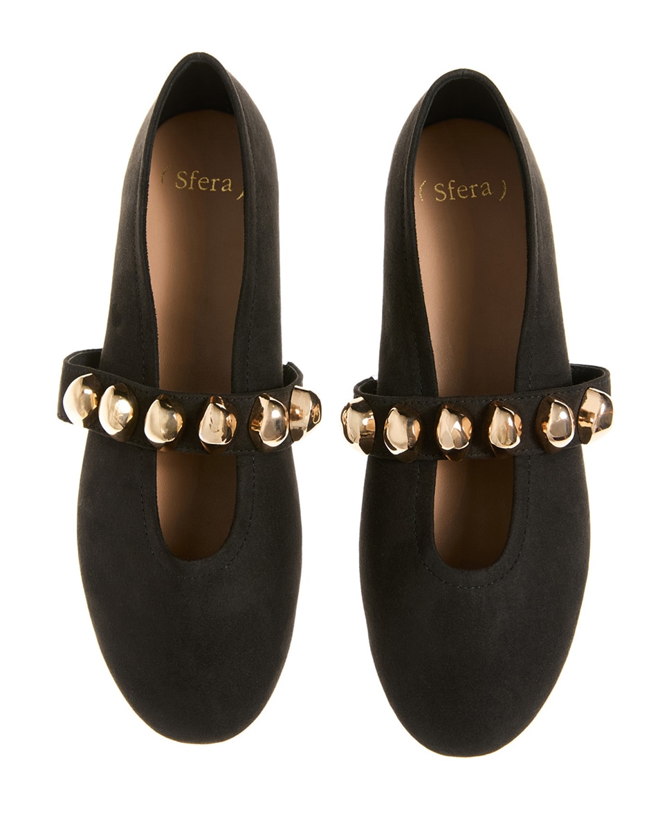 Sapatos de Presilha com Apliques Metálicos Preto-3