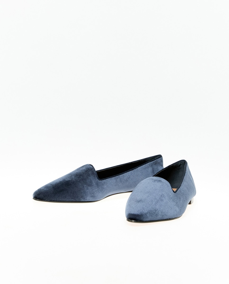 Mocassins em Veludo 400 Azul-2