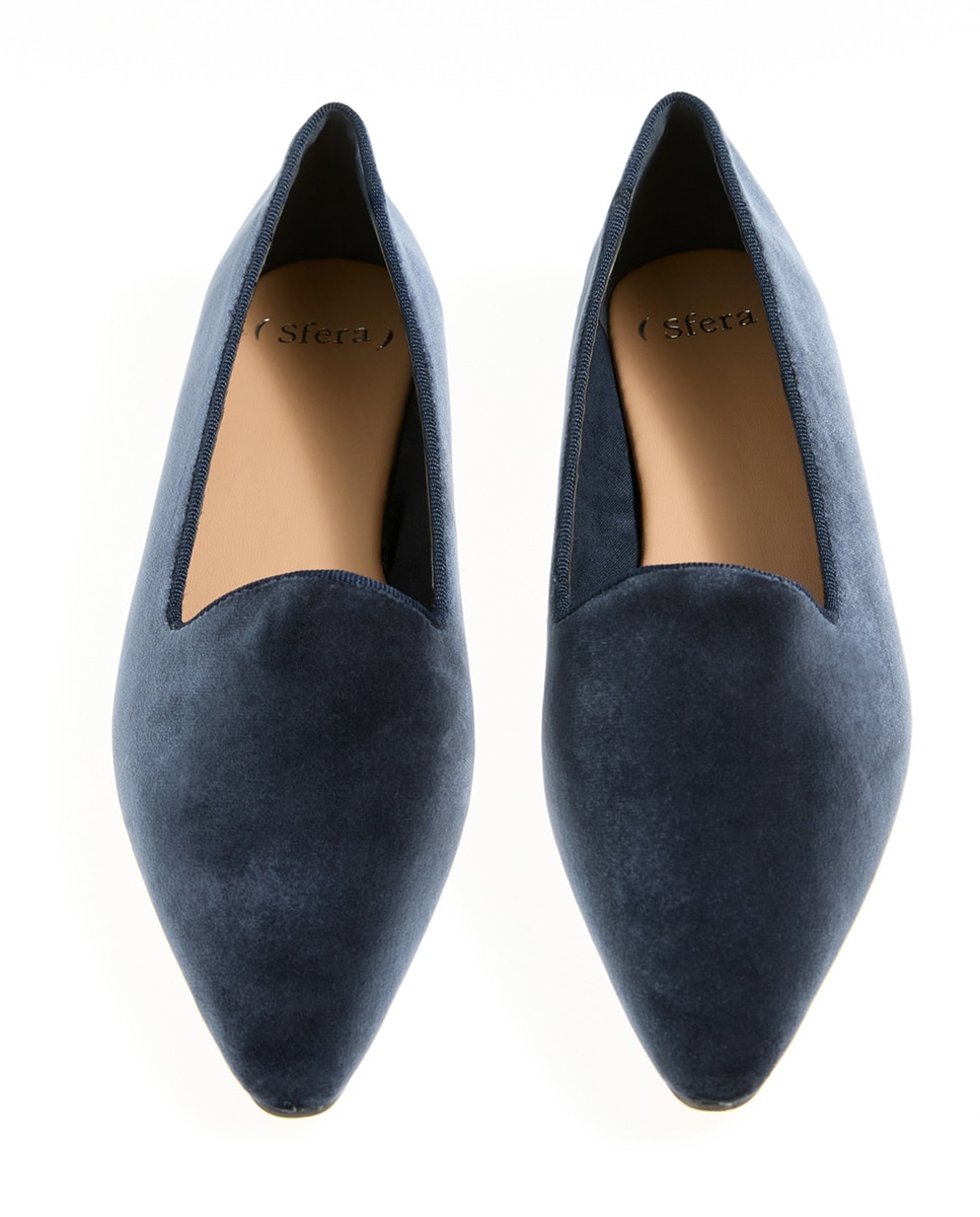 Mocassins em Veludo 400 Azul-3