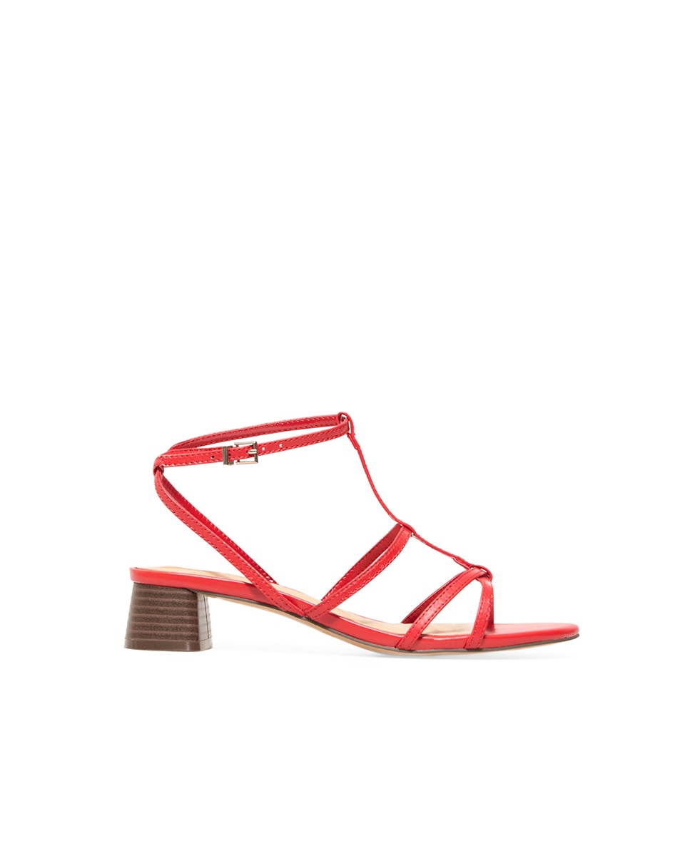 Sandálias de tacão com tiras Vermelho-4