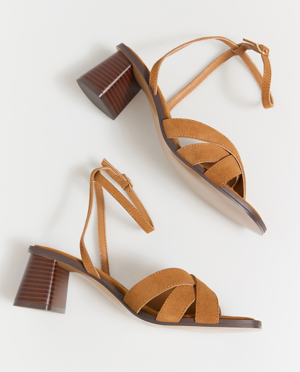 Sandálias de Tacão Médio Camel-2