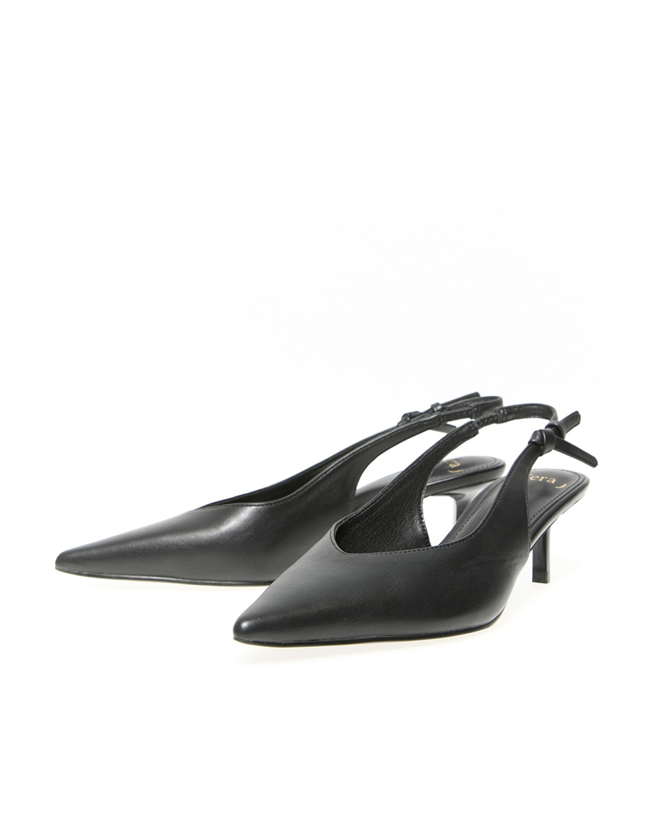 Sapatos de Salto Tipo Mules com Salto Baixo Preto-2