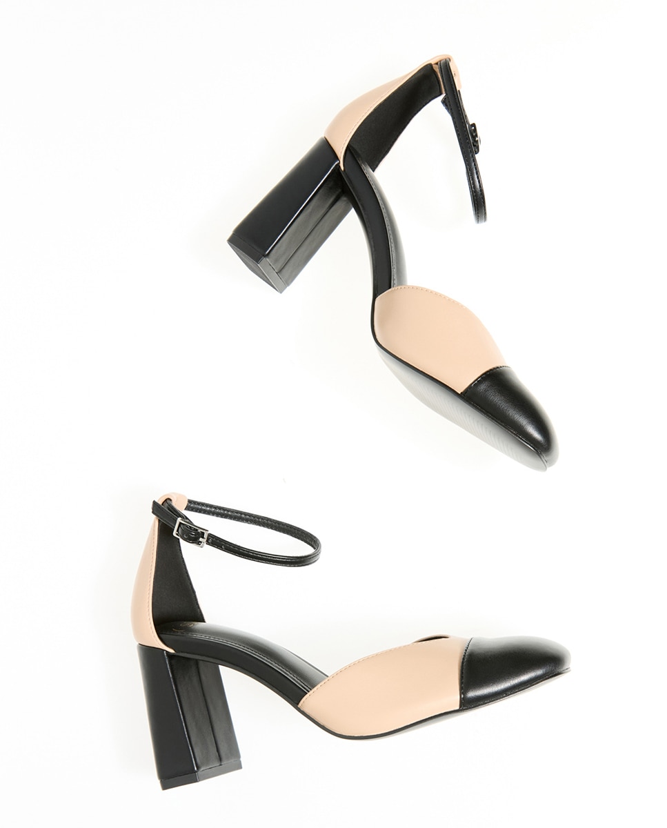 Sapatos de Salto com Pulseira Bicolor 250 Nude-2