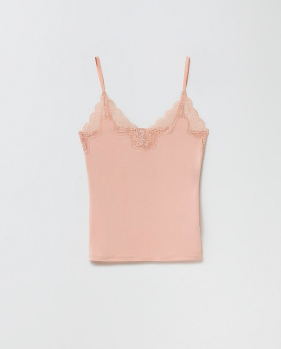 T-shirt Lisa com Renda Bege-6