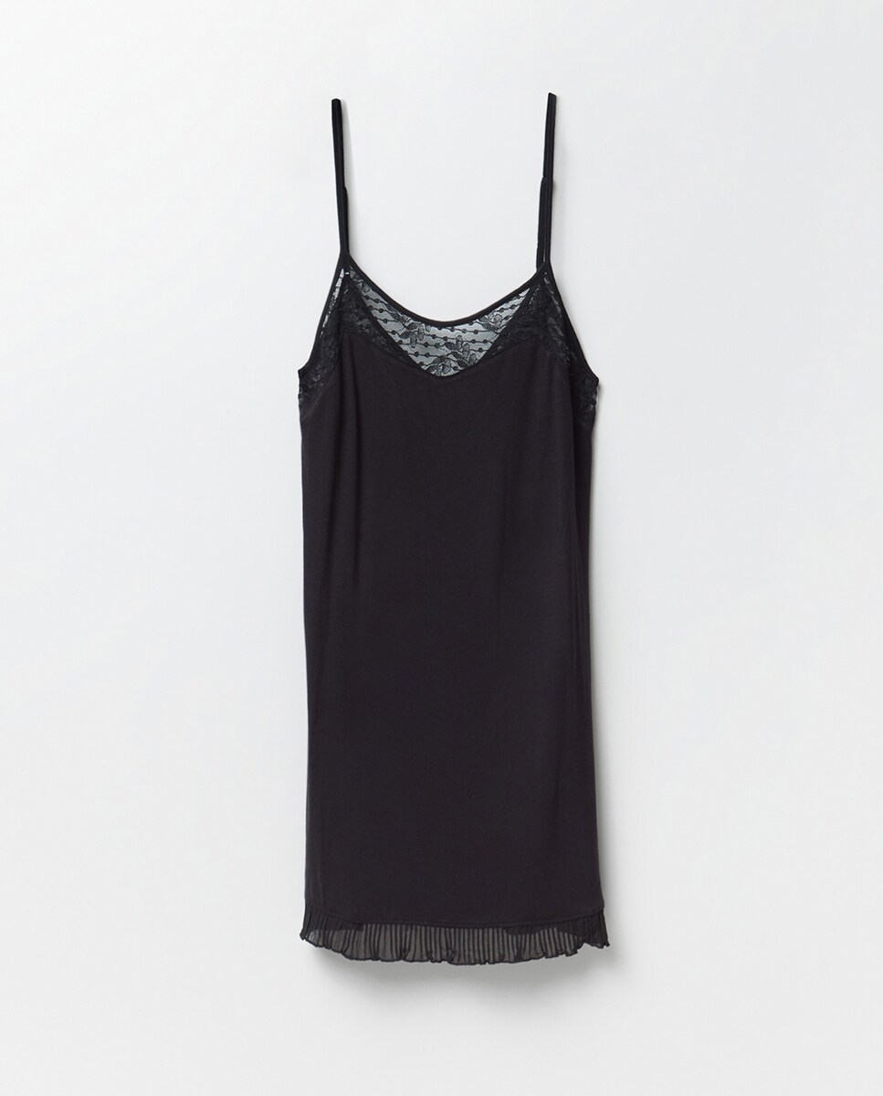 Camisa de dormir com alças Preto-5