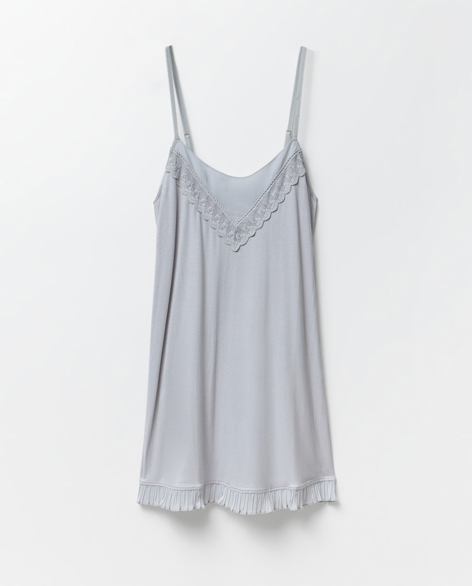Camisa de dormir com alças Cinzento-claro-4