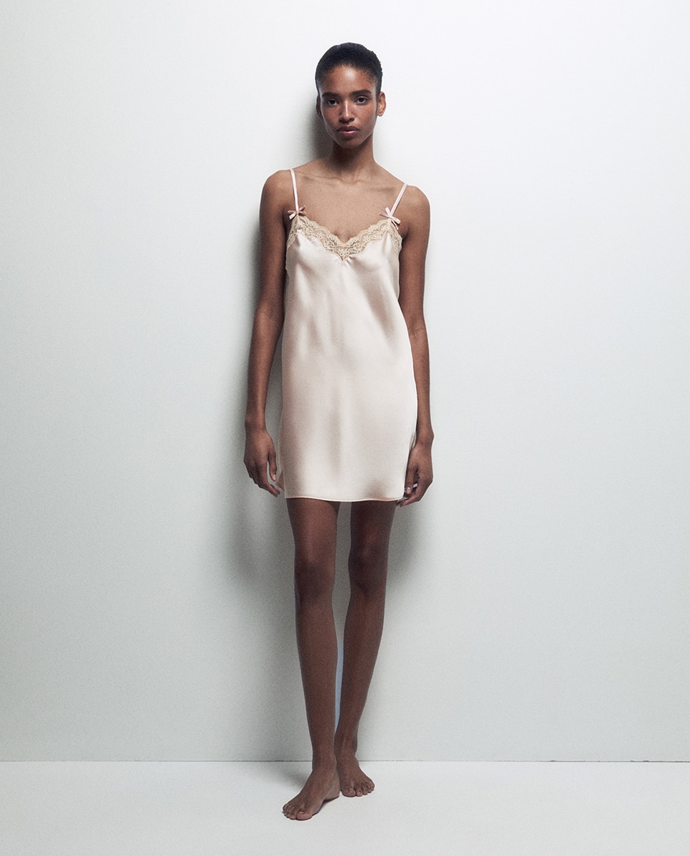 Camisa de Dormir Acetinada Rosa-pálido-1