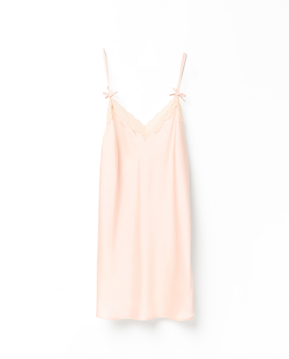 Camisa de Dormir Acetinada Rosa-pálido-5