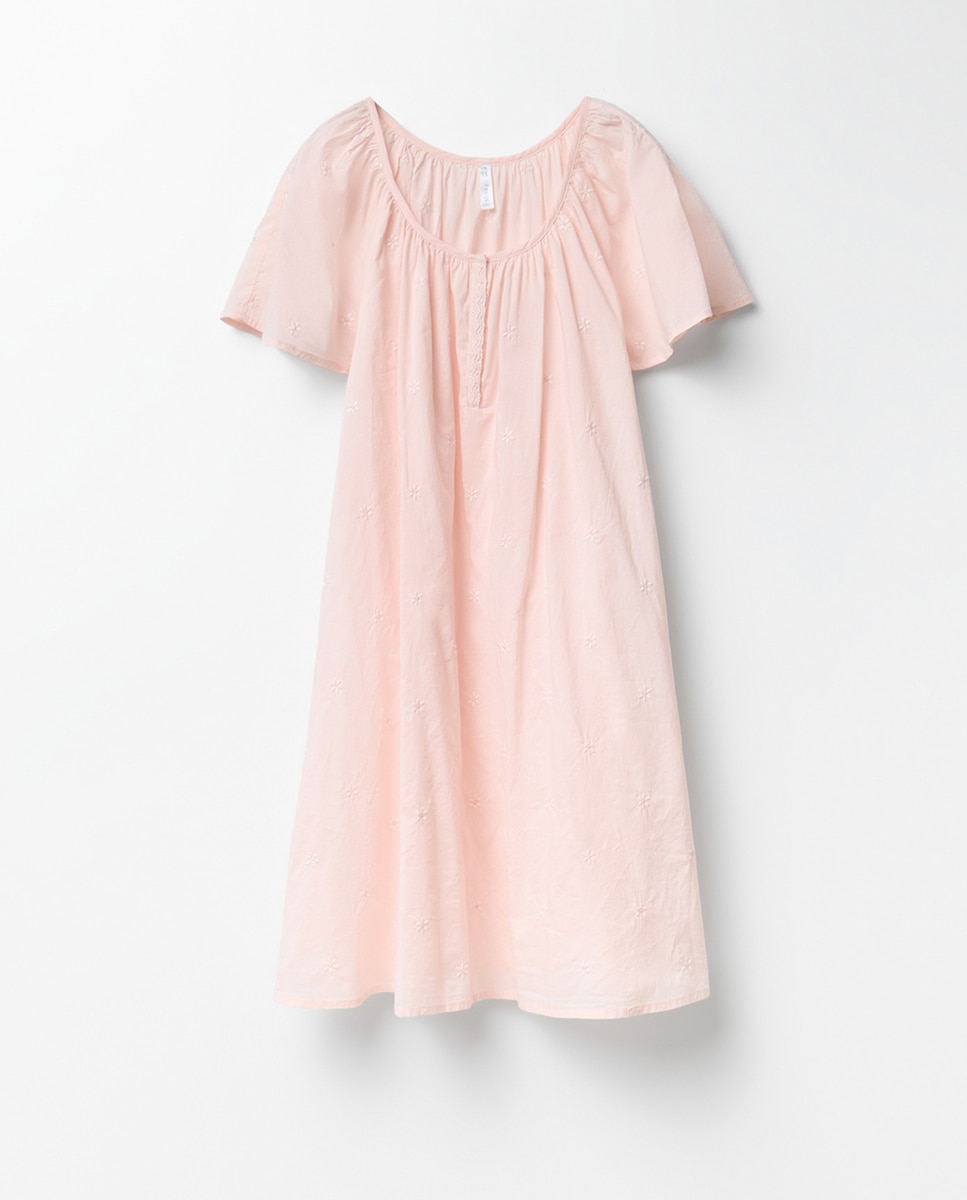 Camisa de dormir com manga curta Rosa-claro-4