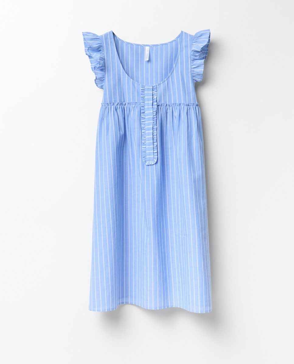 Camisa de Dormir com Risca Diplomática Azul-5