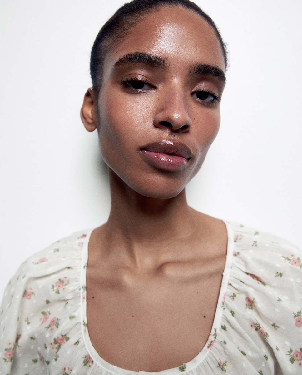 Camisa de dormir com estampado floral Cru-3