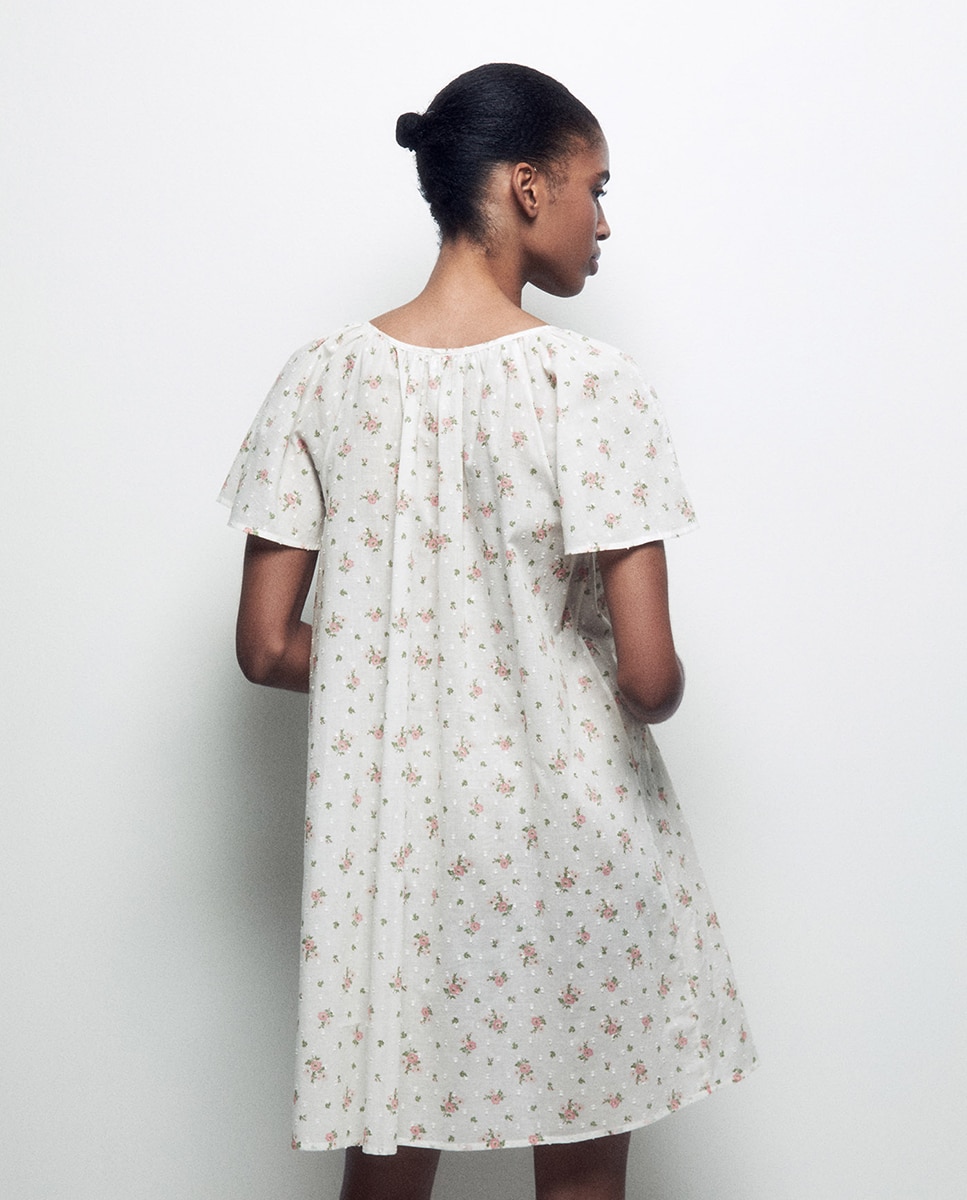 Camisa de dormir com estampado floral Cru-4
