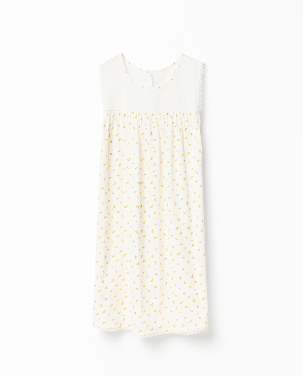 Camisa de dormir com estampado floral Cru-6