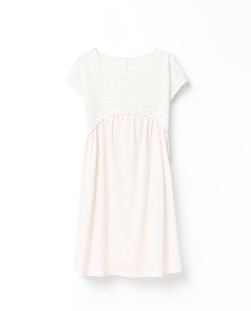 Camisa de Dormir sem Mangas Rosa-5